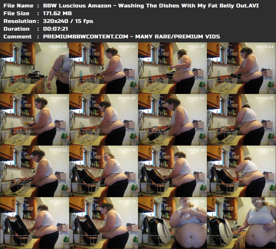 BBW Luscious Amazon - Washing The Dishes With My Fat Belly Out thumbnails
